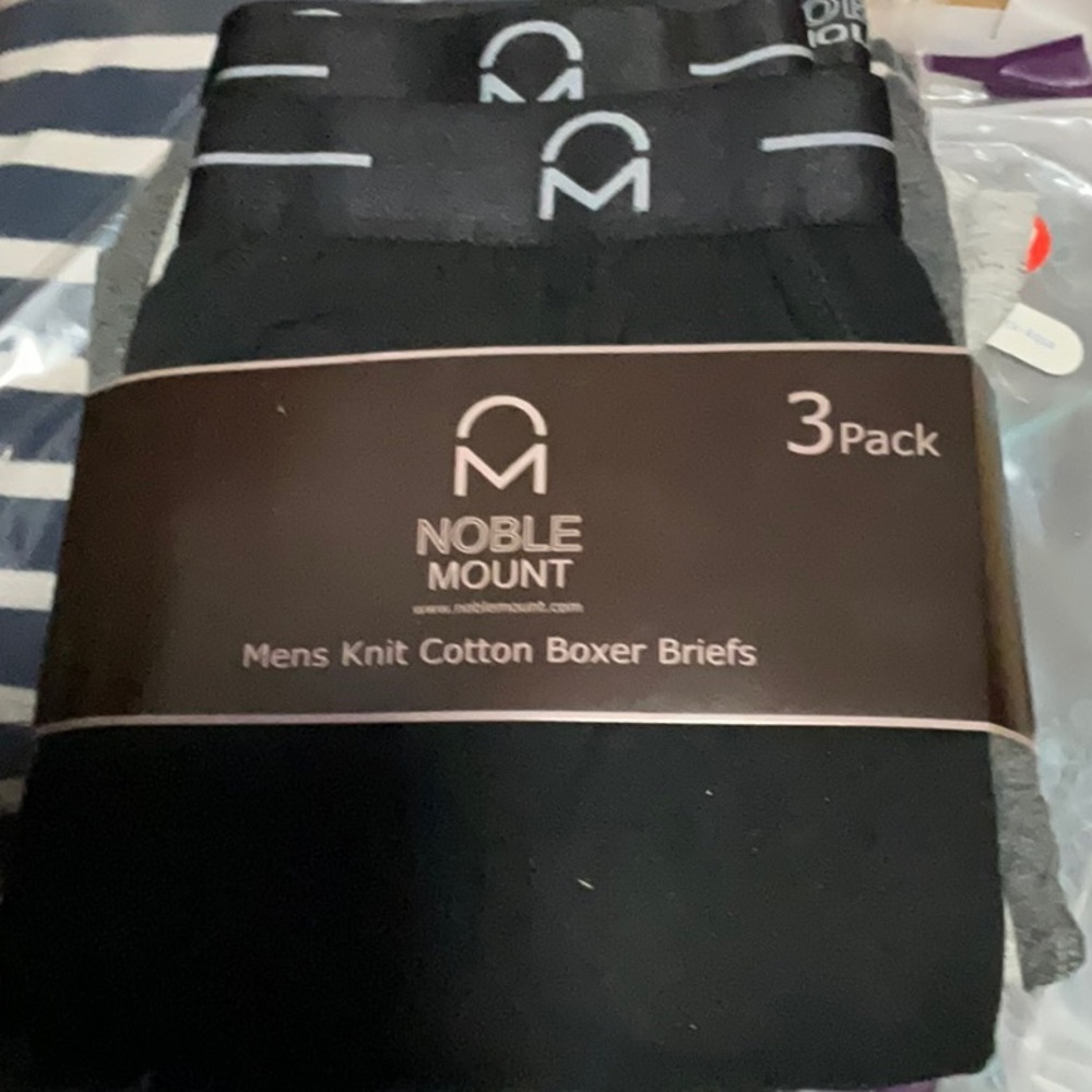 ⚡️Noble Mount Men's Stretch Cotton Knit Boxer Briefs 3-Pack (Black/Gray)